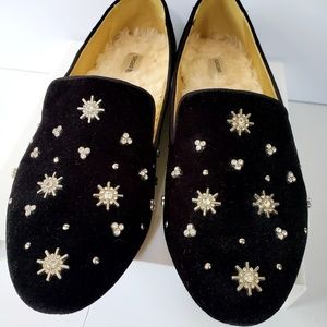 Birdies Starling Black Velvet Slipper Shoe